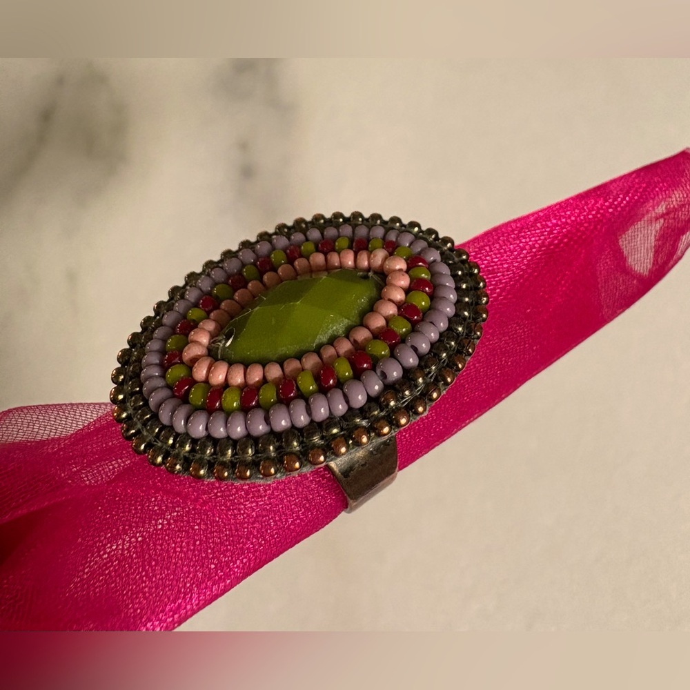 Handmade oval beaded ring - Picture 4 of 6
